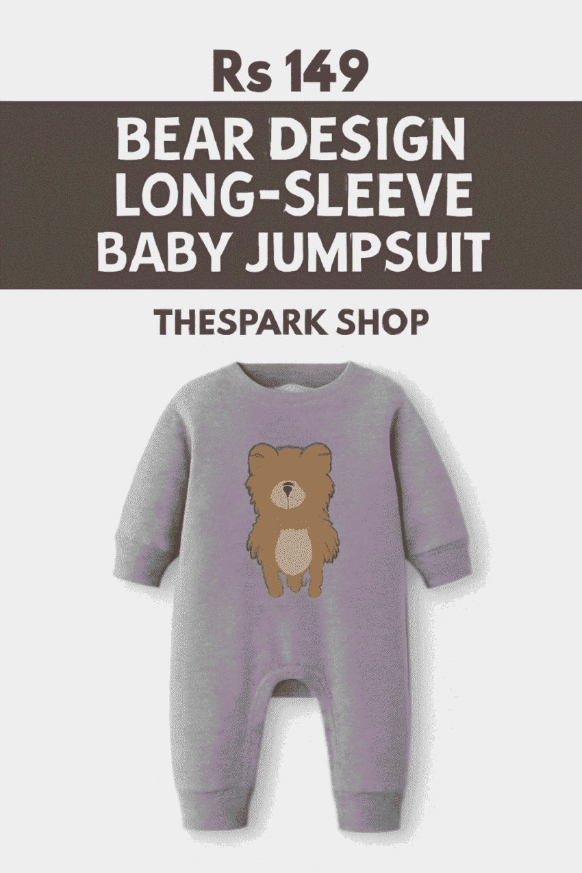 rs 149 bear design long-sleeve baby jumpsuit thespark shop