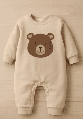 Rs 149 Bear Design Long-Sleeve Baby Jumpsuit